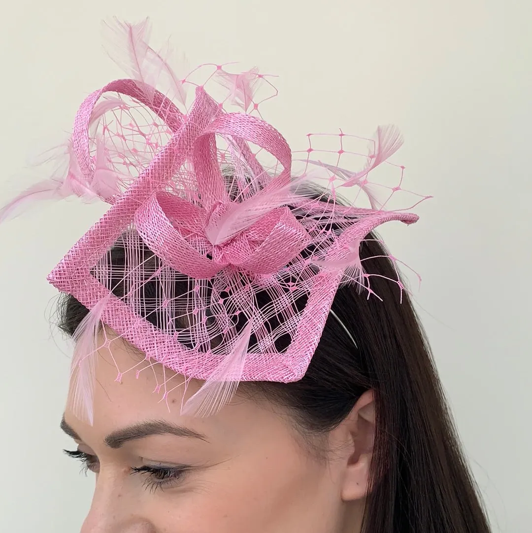 Max and Ellie HF1 Small Fascinator on Headband in Pinks