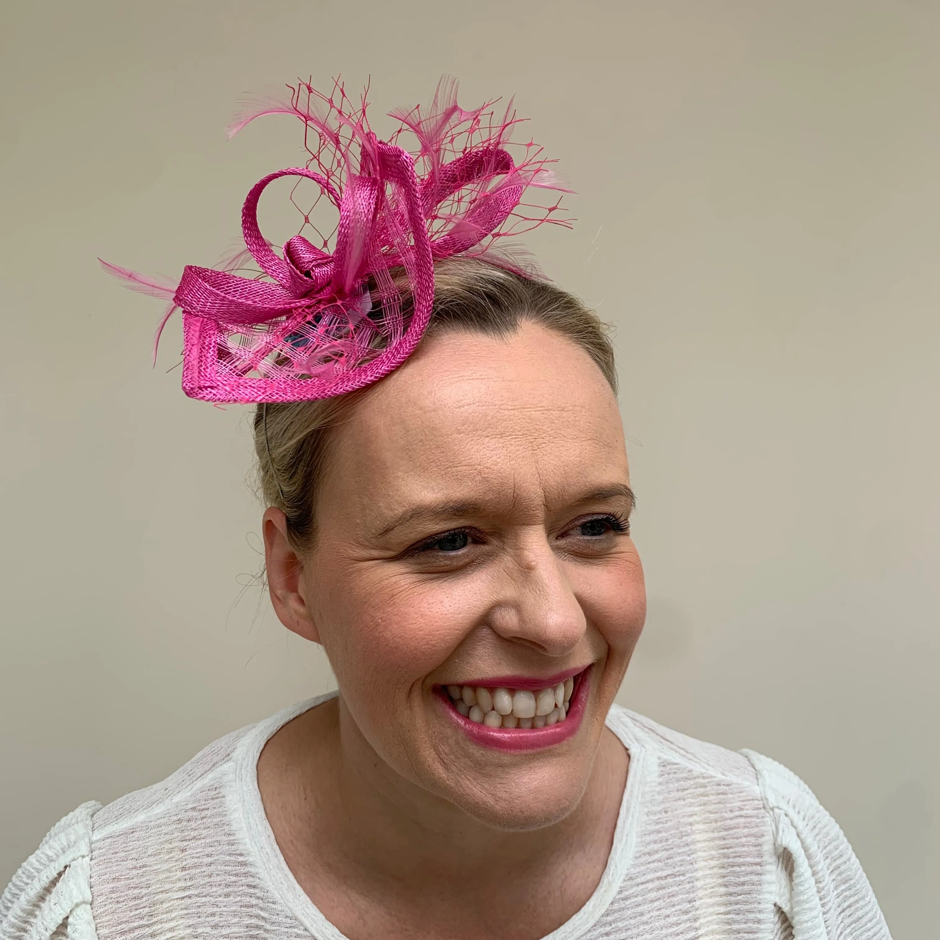 Max and Ellie HF1 Small Fascinator on Headband in Pinks