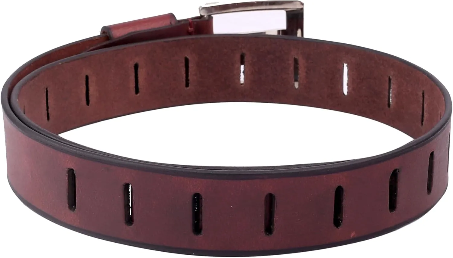 Men's Full Grain Leather Work Belt With Double Prong Buckle