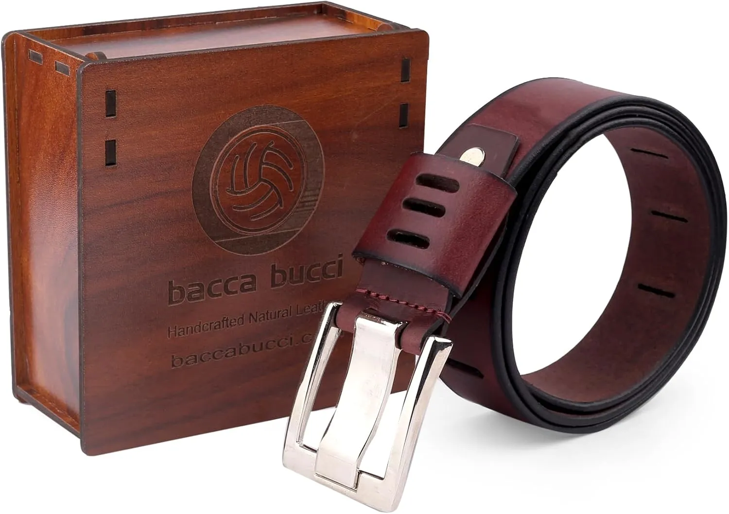 Men's Full Grain Leather Work Belt With Double Prong Buckle