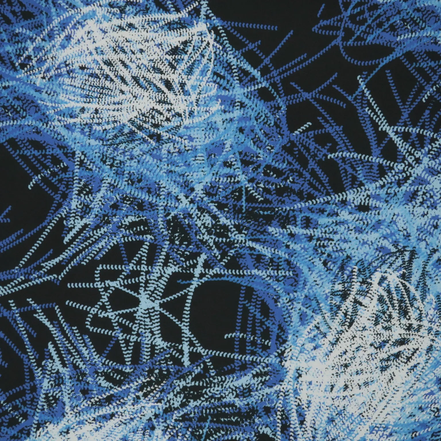 Navy and Black Abstract on Blue Background Charmeuse Polyester Fabric