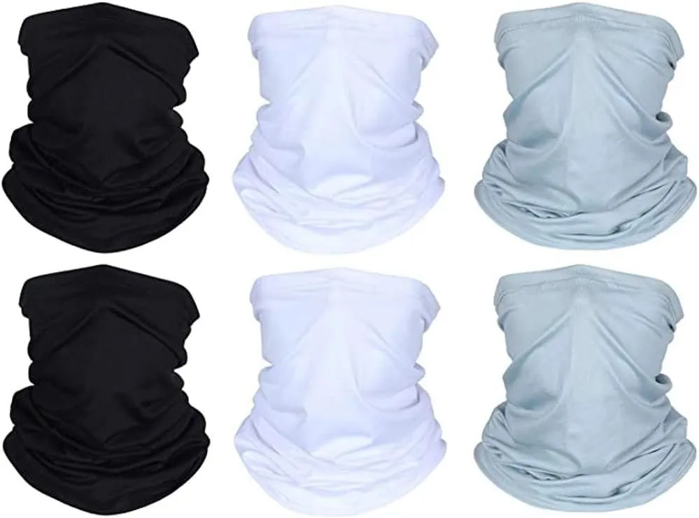 Neck Gaiter Sun rotection 6PC Neutral Head face Neck Leggings Headscarf Scarf no Urinal (6PCS, One Size)