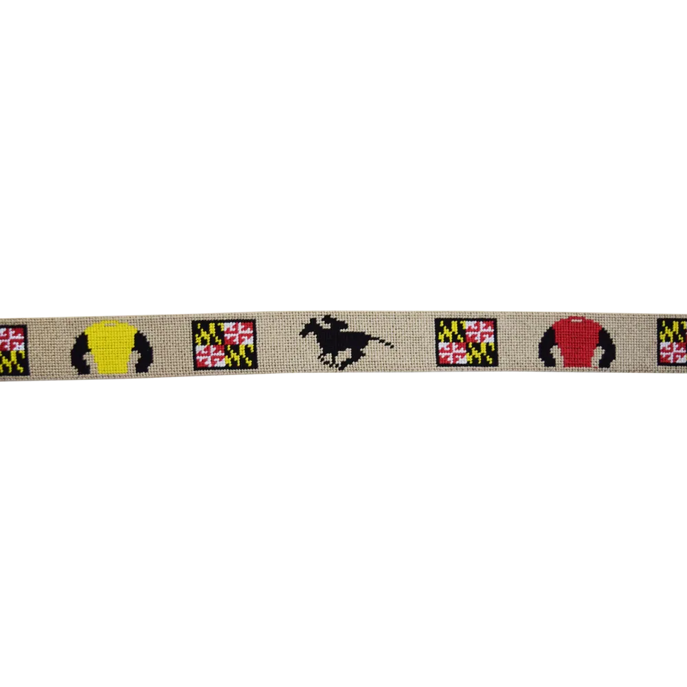 Needlepoint Belt- Maryland horse Jockey