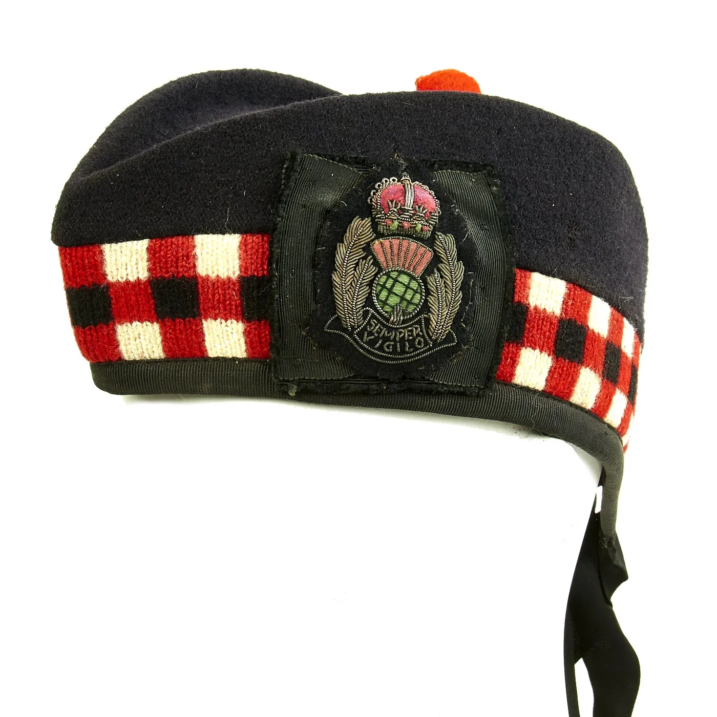 Original British WWII Scotland Police Glengarry Side Cap - SEMPER VIGILO