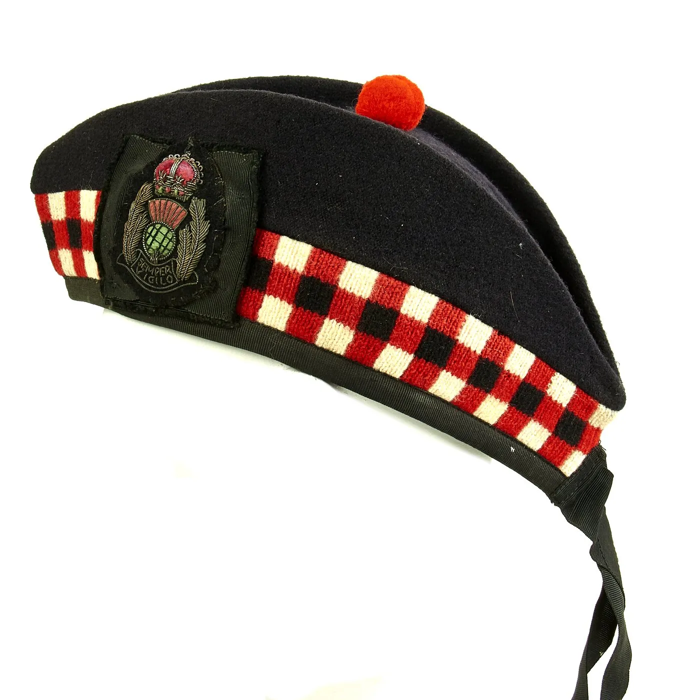 Original British WWII Scotland Police Glengarry Side Cap - SEMPER VIGILO