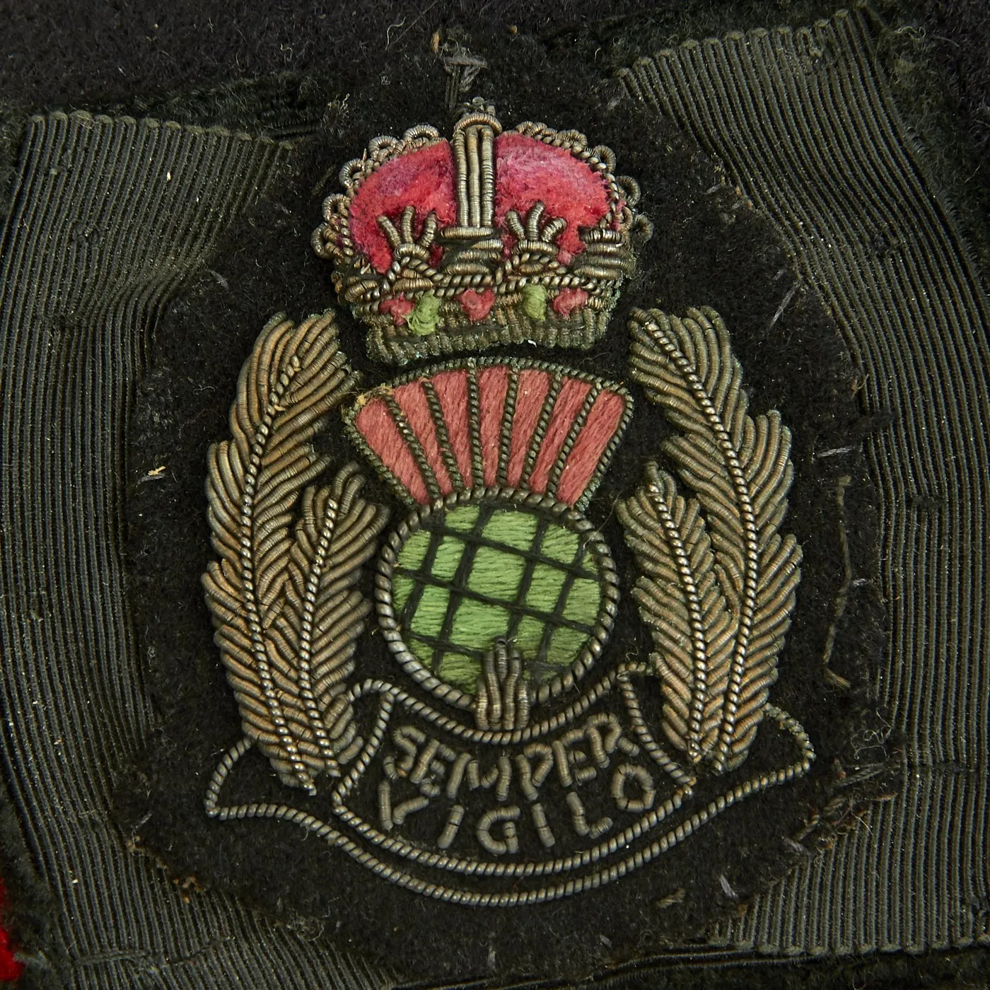 Original British WWII Scotland Police Glengarry Side Cap - SEMPER VIGILO