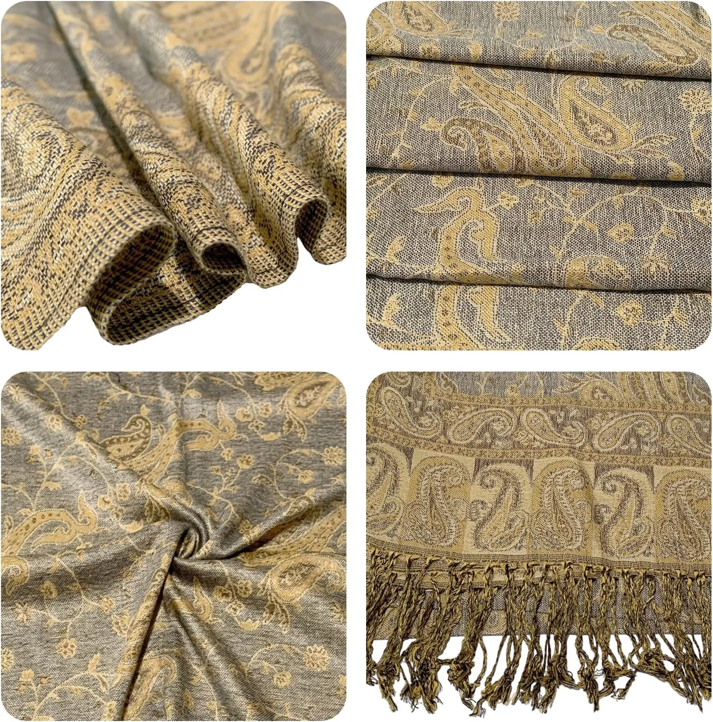 Pashmina Scarf for Women Shawls and Wraps Reversible Paisley Vintage Jacquard Soft Silky Rave Scarves Men