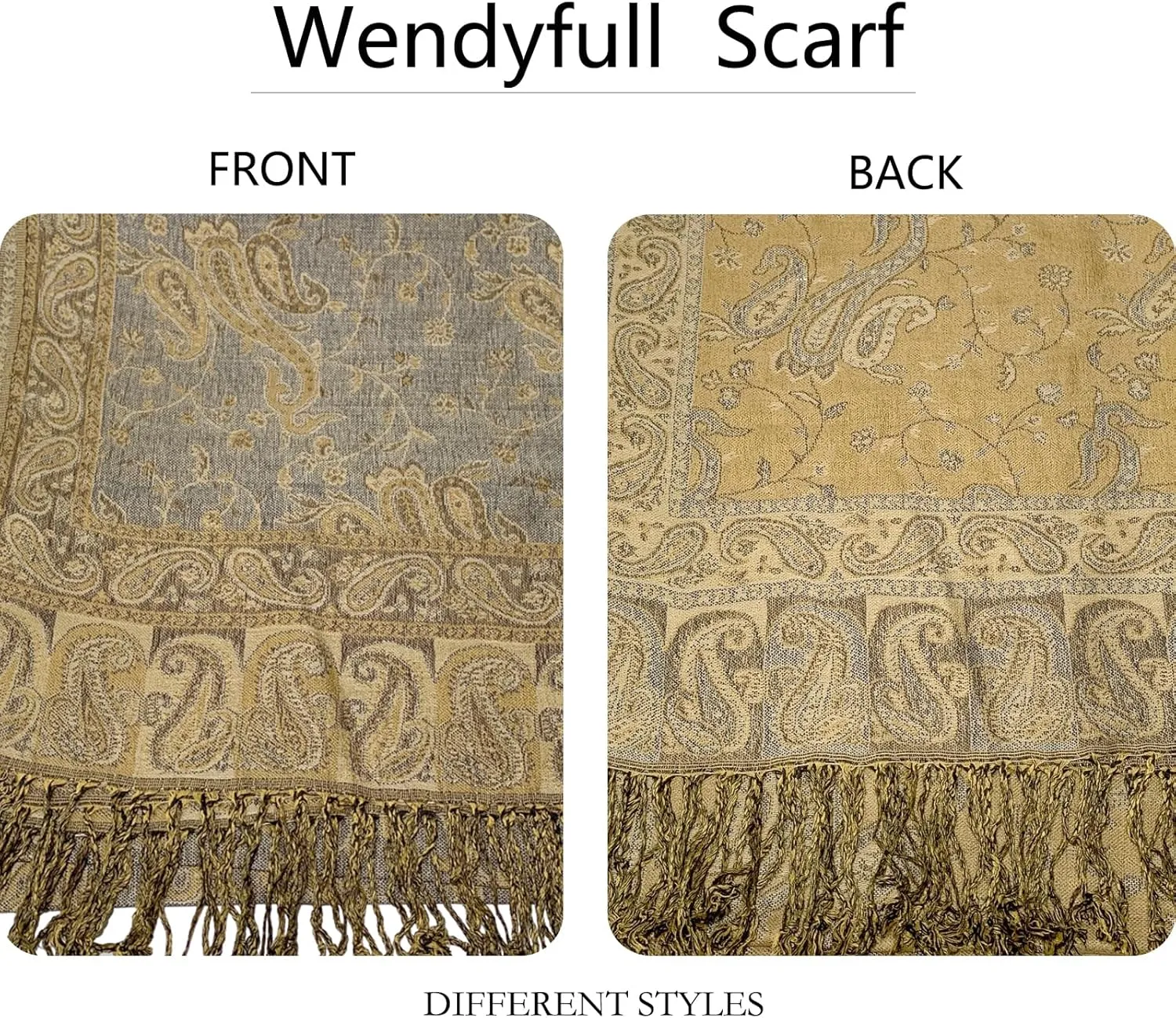 Pashmina Scarf for Women Shawls and Wraps Reversible Paisley Vintage Jacquard Soft Silky Rave Scarves Men