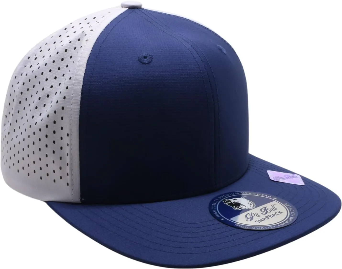 Pit Bull Premium Headwear Cambridge Perforated Mesh Flat Bill Brim Adjustable Snapback Hat Baseball Cap for Men & Women