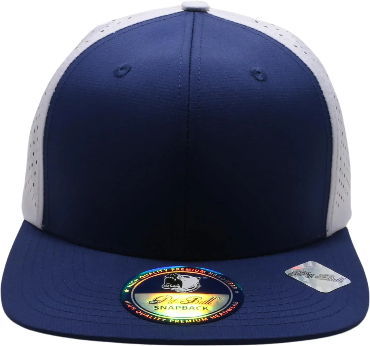 Pit Bull Premium Headwear Cambridge Perforated Mesh Flat Bill Brim Adjustable Snapback Hat Baseball Cap for Men & Women