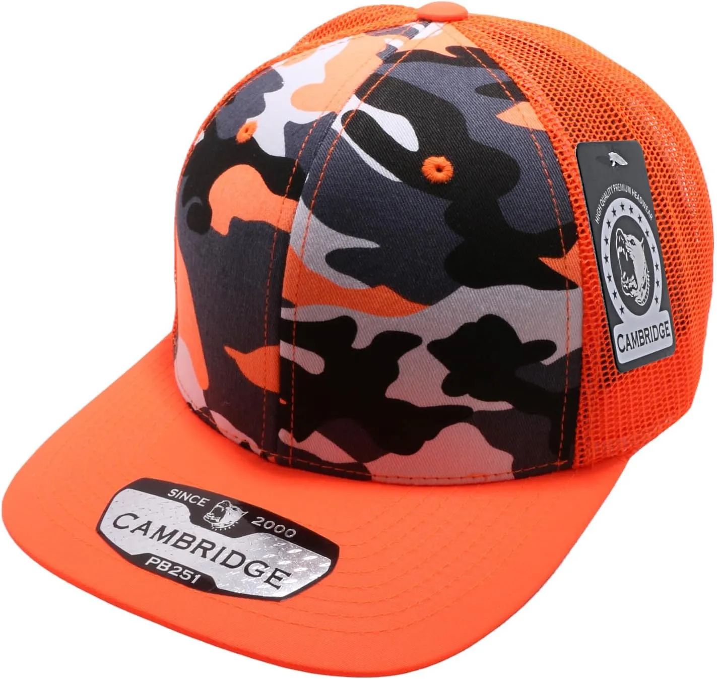 Pit Bull Premium Headwear Cambridge Trucker Hat Neon Camo Mesh Back Adjustable Snapback Hat Baseball Cap for Men & Women