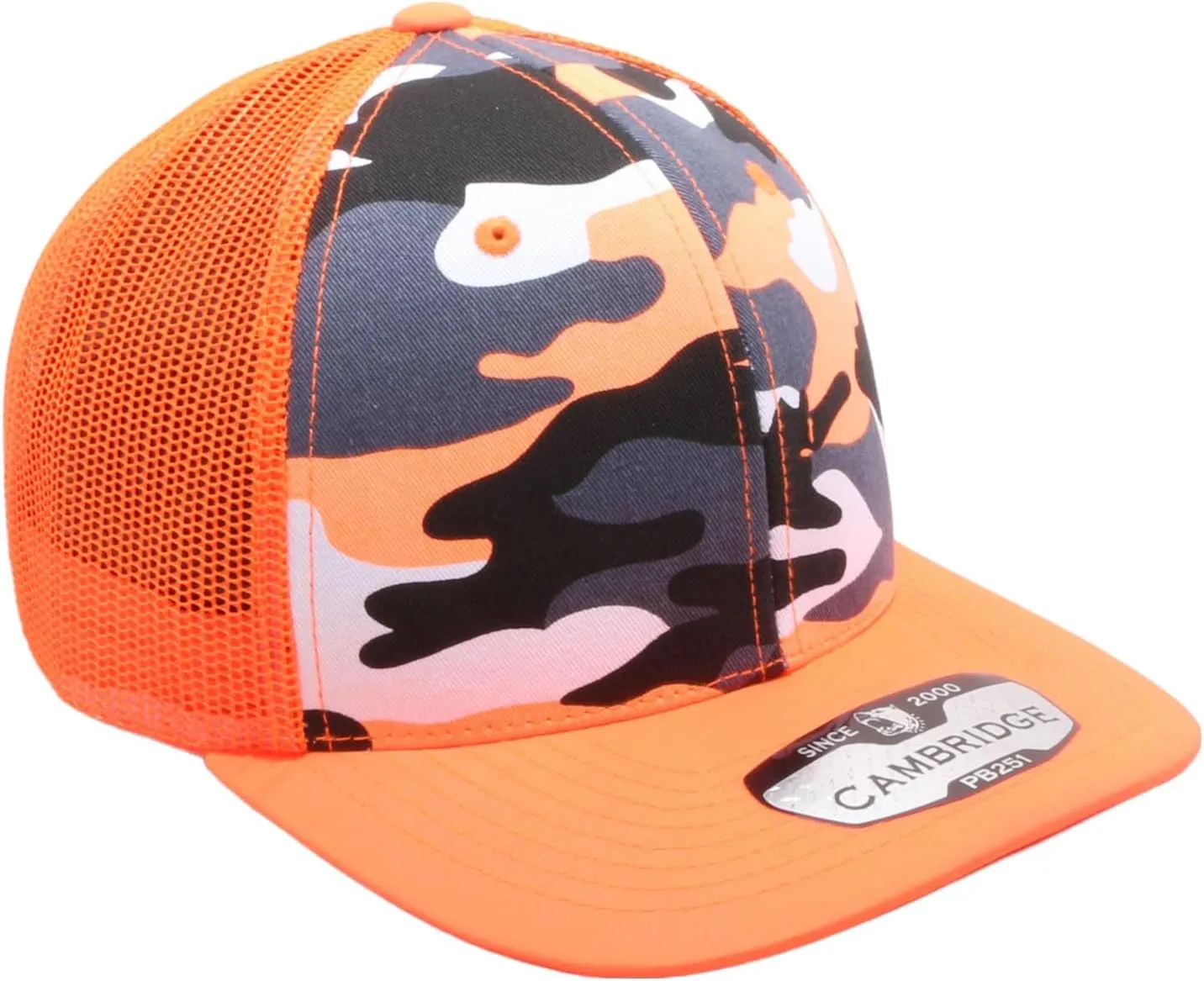 Pit Bull Premium Headwear Cambridge Trucker Hat Neon Camo Mesh Back Adjustable Snapback Hat Baseball Cap for Men & Women
