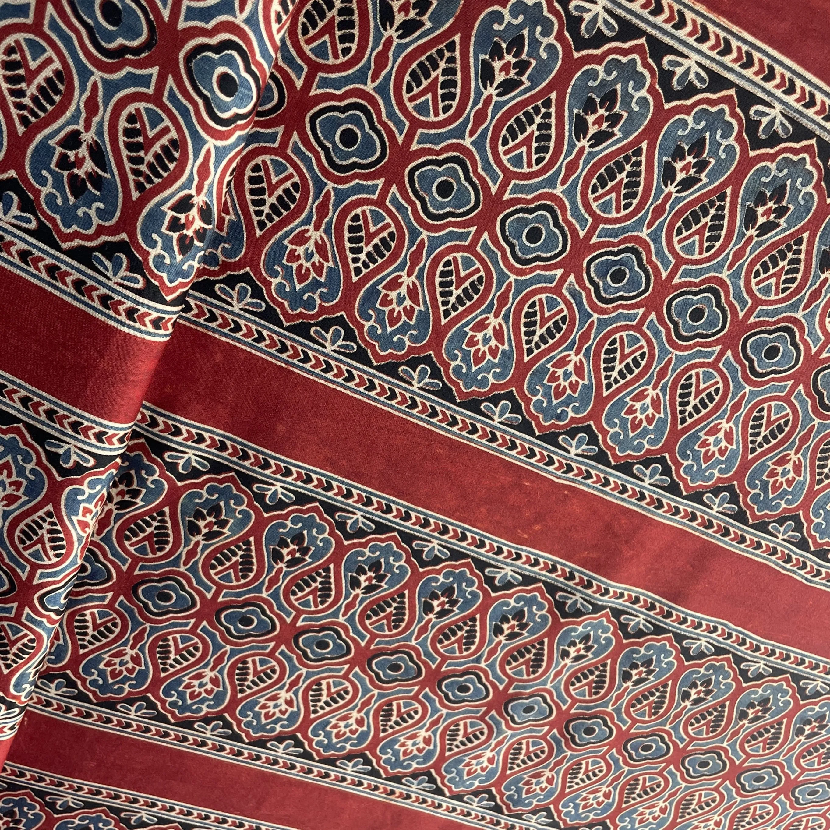 Red Ajrakh Print Modal Satin Fabric 18185