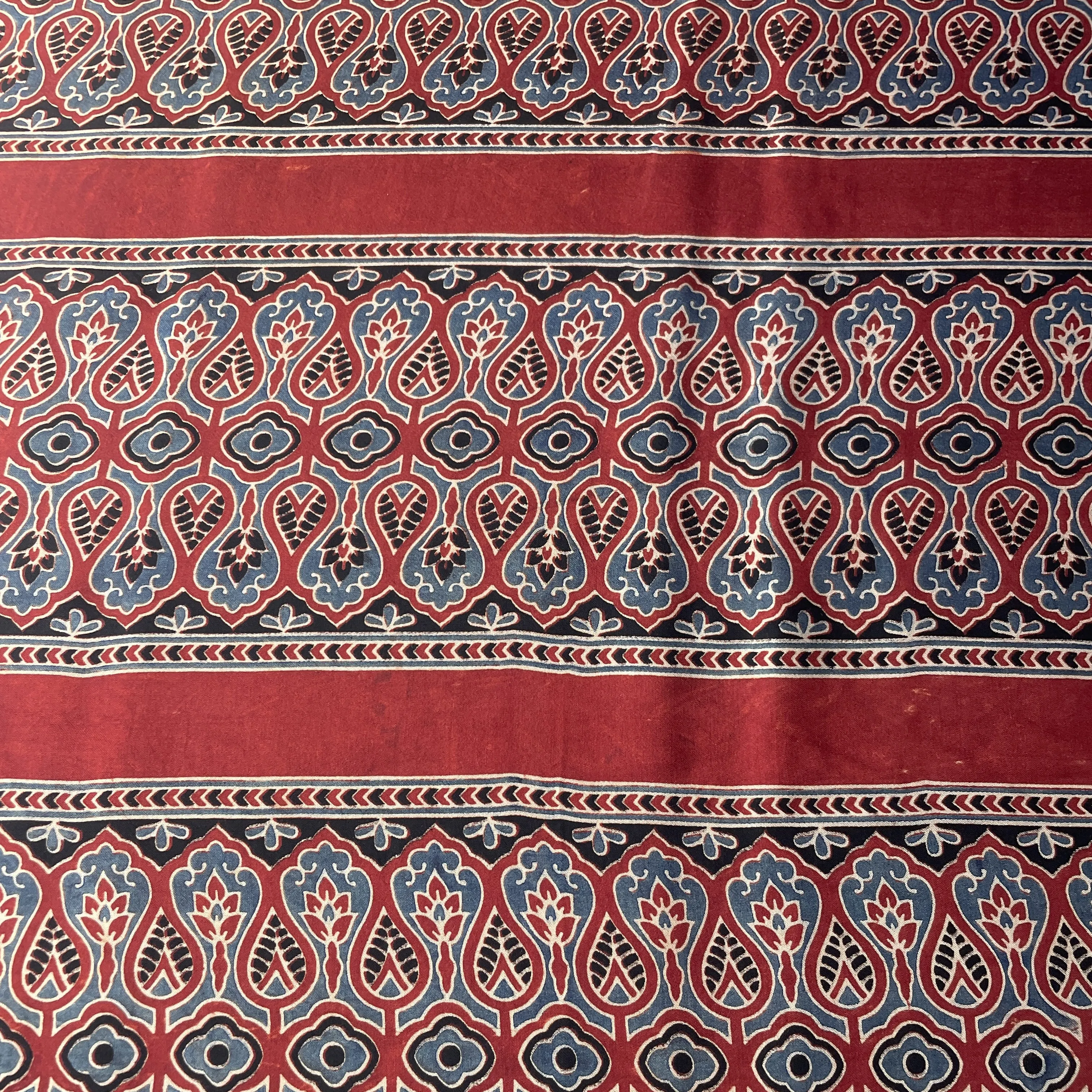 Red Ajrakh Print Modal Satin Fabric 18185
