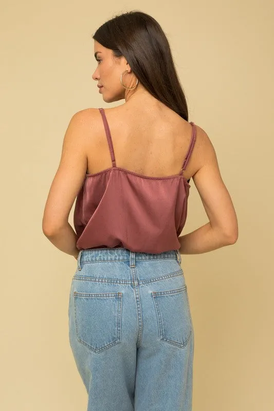 Showstopper Satin Bodysuit-Dusty Rose