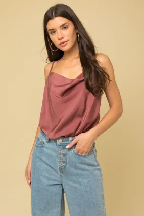 Showstopper Satin Bodysuit-Dusty Rose