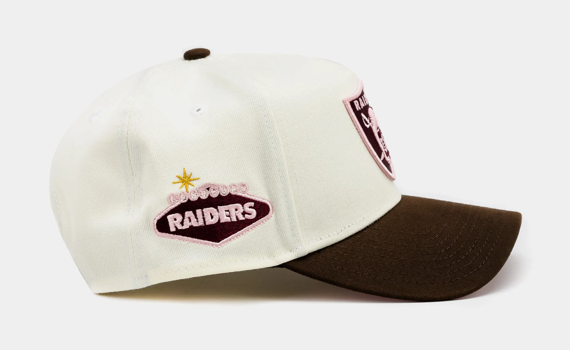 SP Exclusive Las Vegas Raiders Cherry Blossom Remastered 9Forty Snapback Mens Hat (Beige/Brown/Pink)