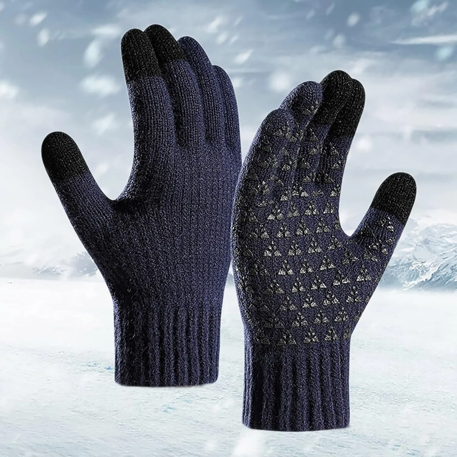 Stretch Knitted Texting Gloves Warm Touchscreen Gloves Windproof Solid Color Mittens For Men and Women