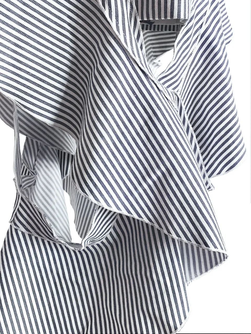 Surprise Sale! Blue-Grey with White Stripe Ruffled Cut-out Skirt
