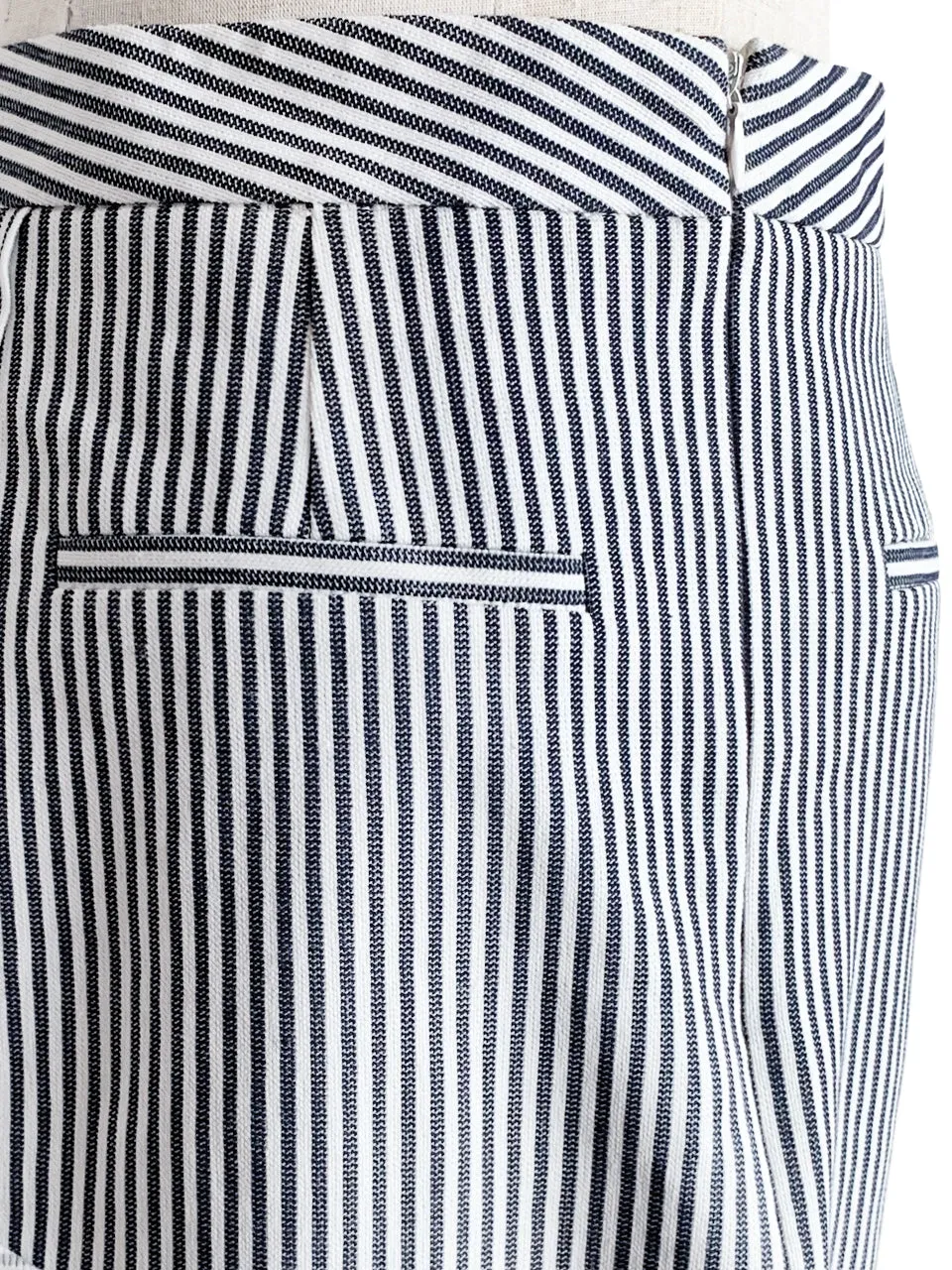 Surprise Sale! Blue-Grey with White Stripe Ruffled Cut-out Skirt