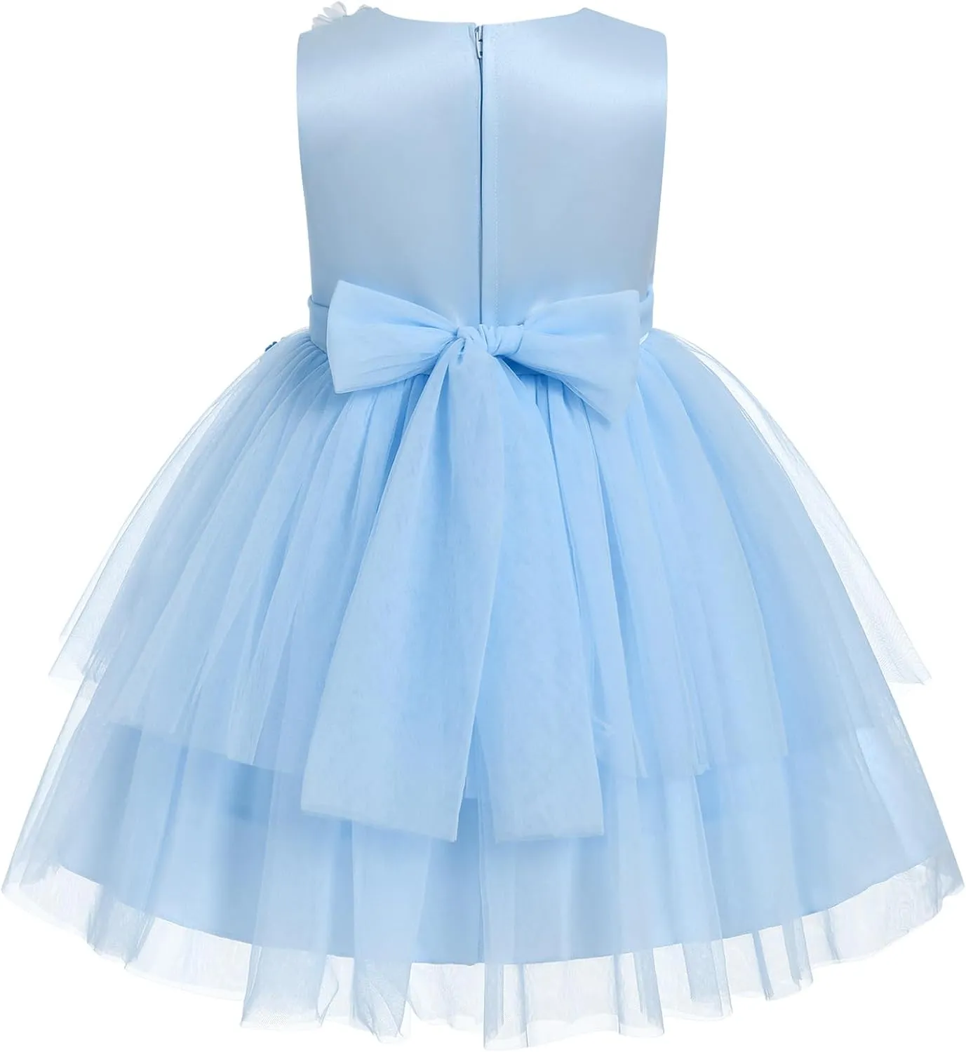 Toddler Sleeveless Flower Tulle Tutu Princess Birthday First Communion Dresses Flower Girl Formal Wedding Outfits
