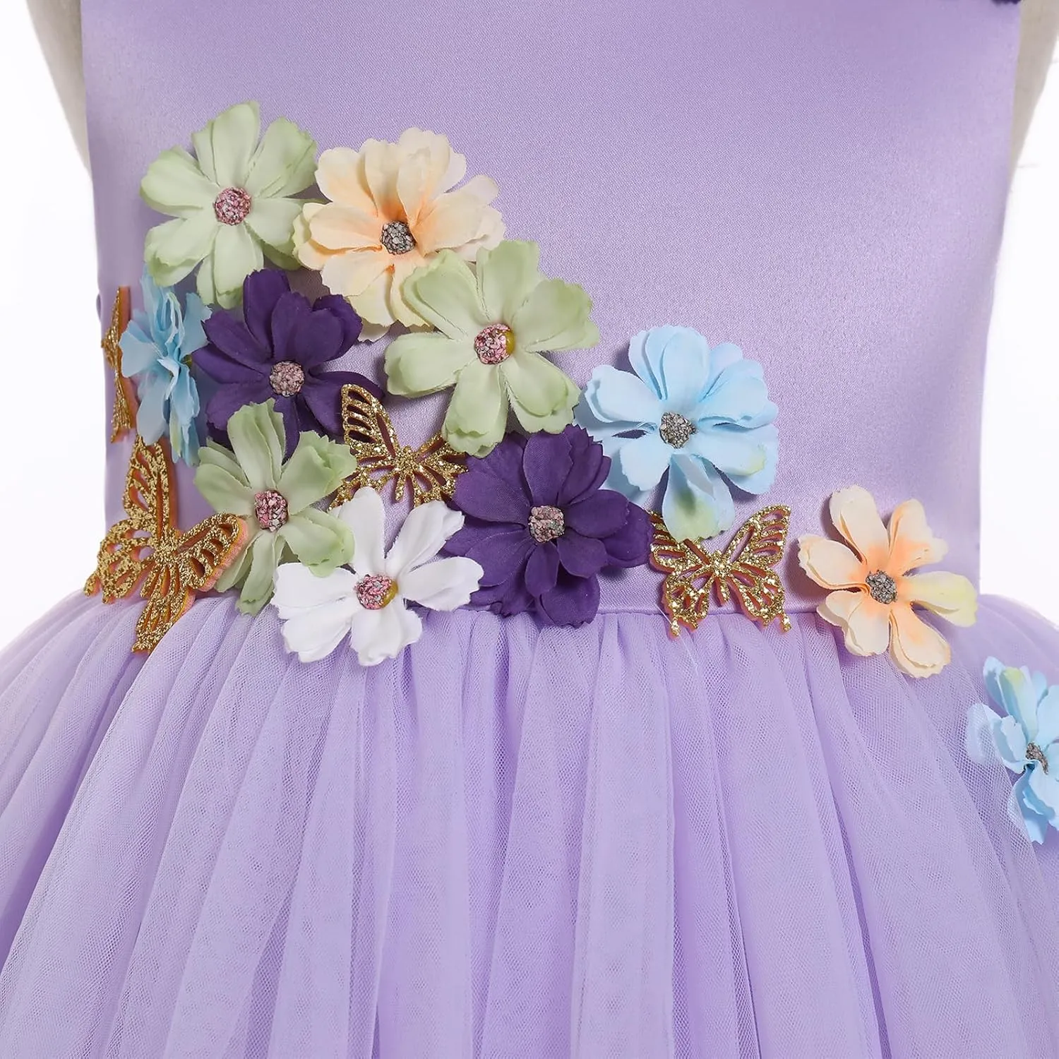 Toddler Sleeveless Flower Tulle Tutu Princess Birthday First Communion Dresses Flower Girl Formal Wedding Outfits