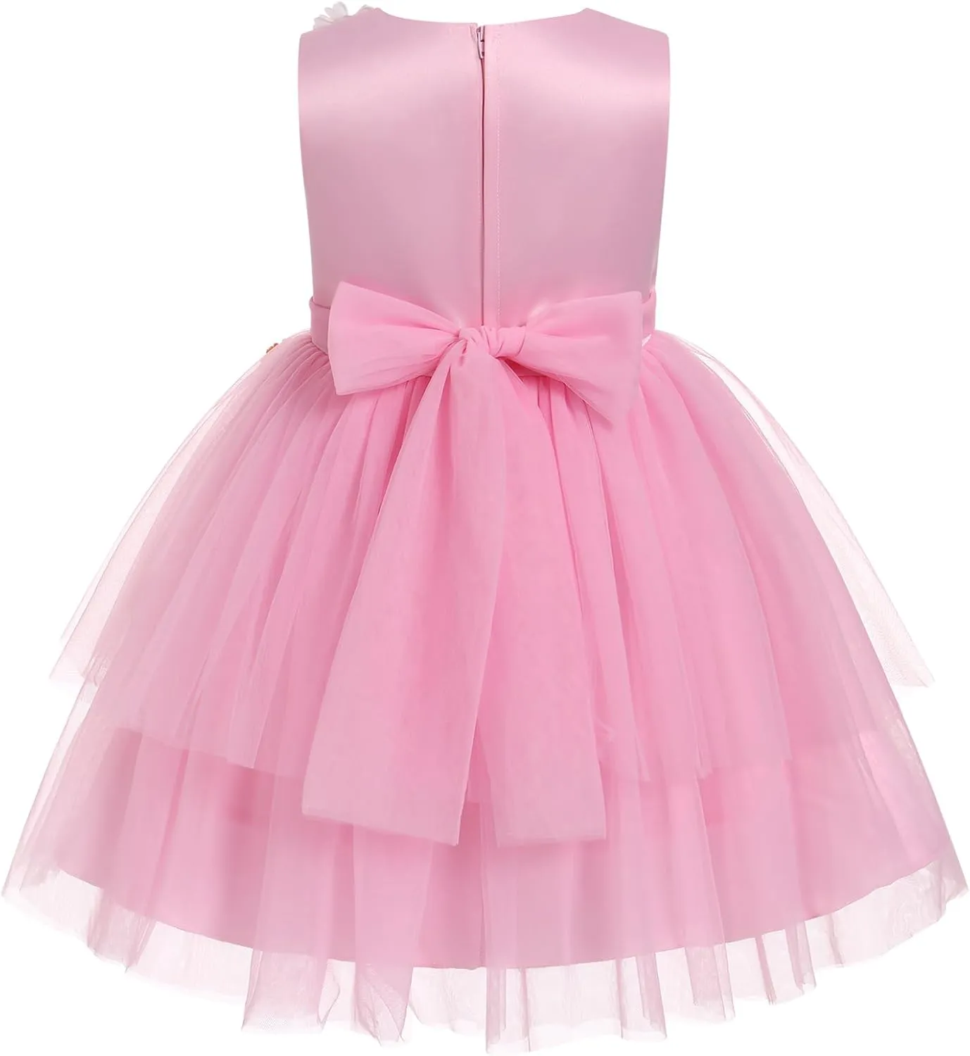 Toddler Sleeveless Flower Tulle Tutu Princess Birthday First Communion Dresses Flower Girl Formal Wedding Outfits