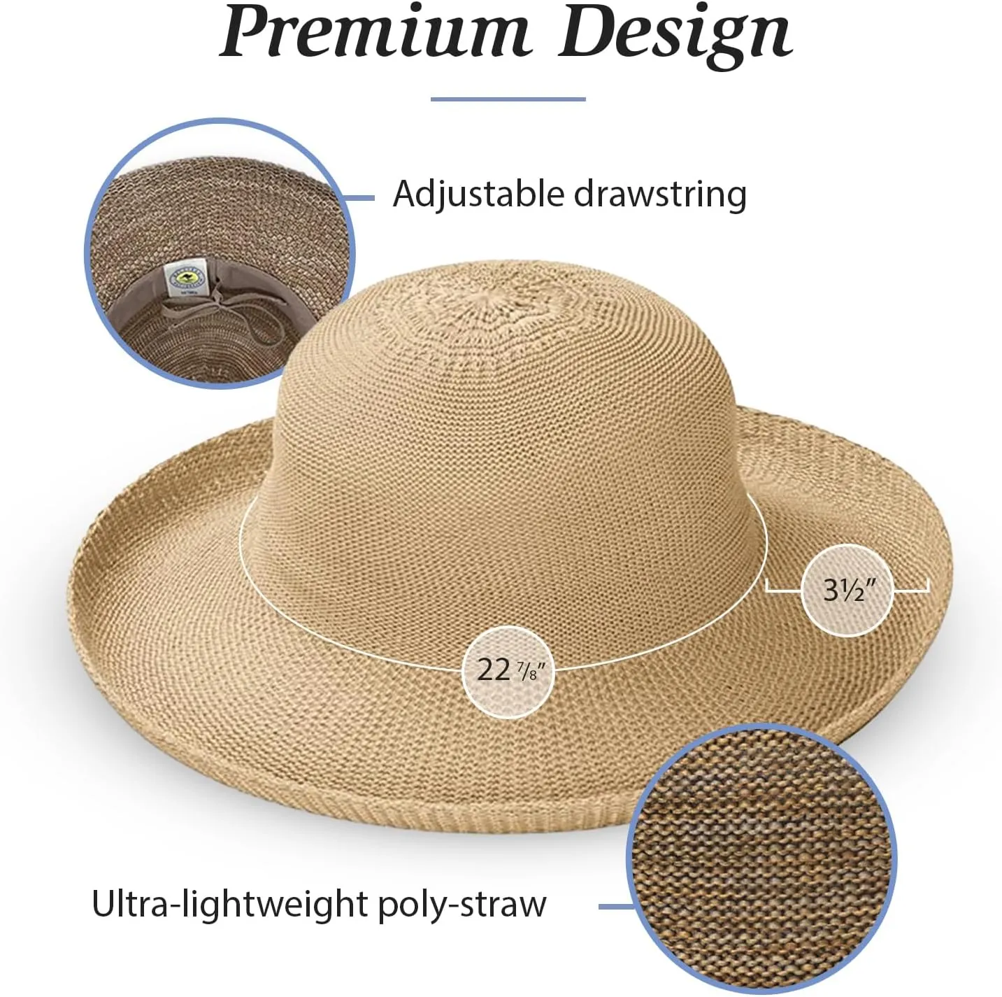 Wallaroo Hat Company Women’s Victoria Sun Hat – Wide Brim, Packable, Adjustable, Breathable, Lightweight Summer Beach Hat