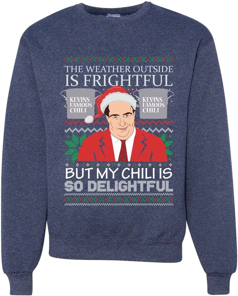 Wild Bobby Kevin's Famous Chili is So Delightful Ugly Christmas Sweater Unisex Crewneck Graphic Sweatshirt