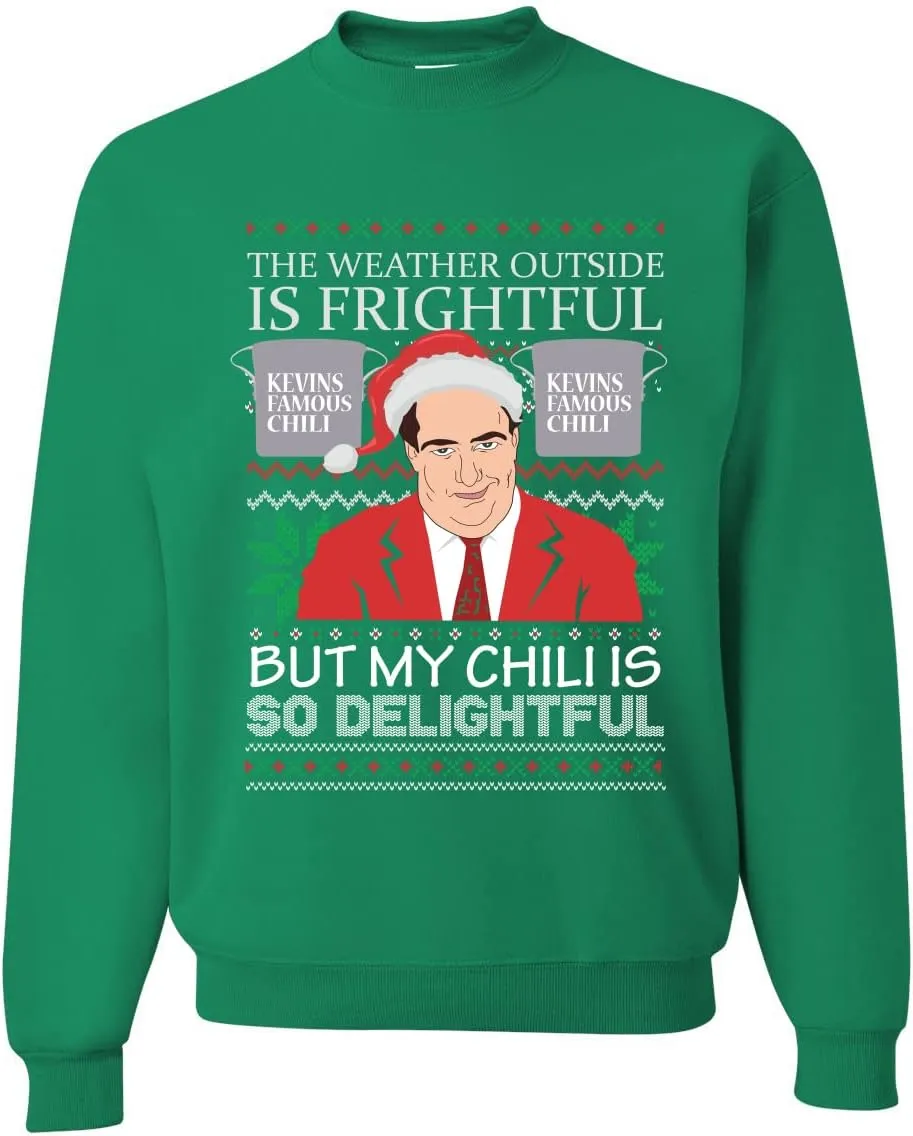 Wild Bobby Kevin's Famous Chili is So Delightful Ugly Christmas Sweater Unisex Crewneck Graphic Sweatshirt