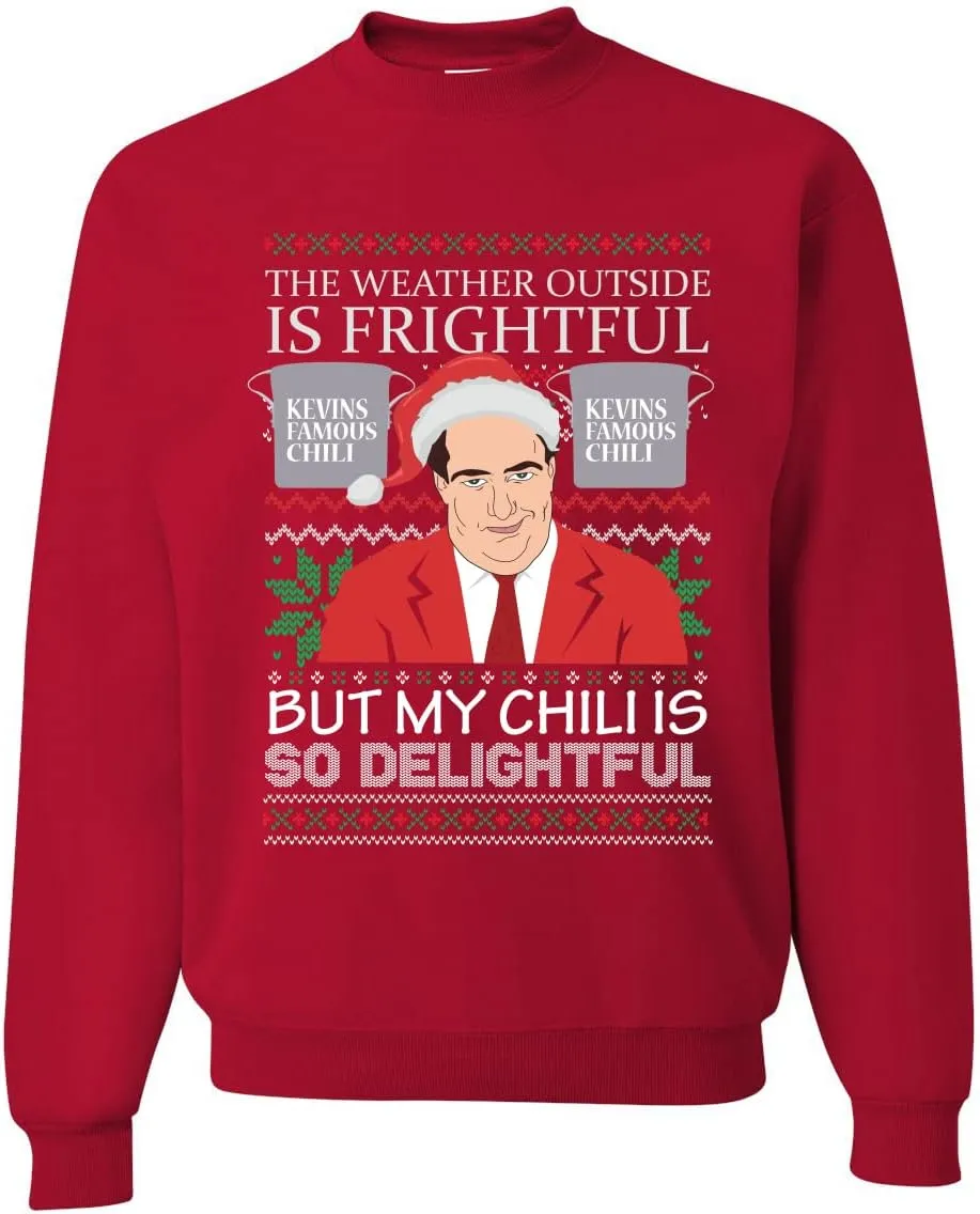 Wild Bobby Kevin's Famous Chili is So Delightful Ugly Christmas Sweater Unisex Crewneck Graphic Sweatshirt