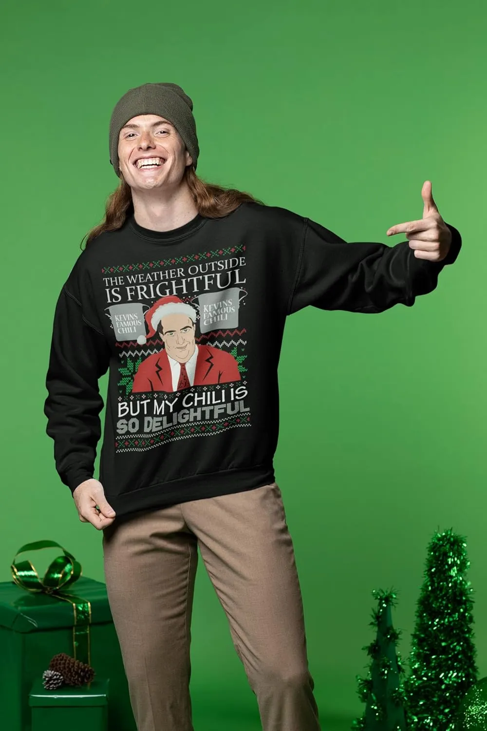 Wild Bobby Kevin's Famous Chili is So Delightful Ugly Christmas Sweater Unisex Crewneck Graphic Sweatshirt