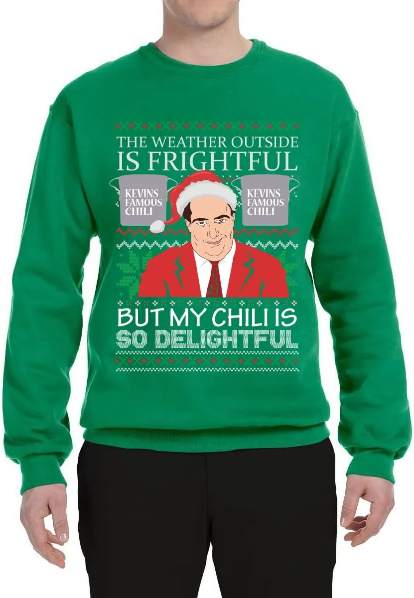 Wild Bobby Kevin's Famous Chili is So Delightful Ugly Christmas Sweater Unisex Crewneck Graphic Sweatshirt