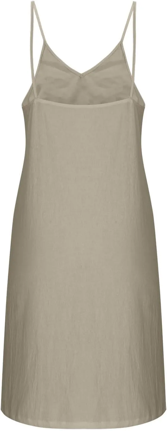 Women Basic Cotton Linen Cami Dress Summer Sleeveless V Neck Mini Tunic Dresses Casual Thin Beach Vacation Dress