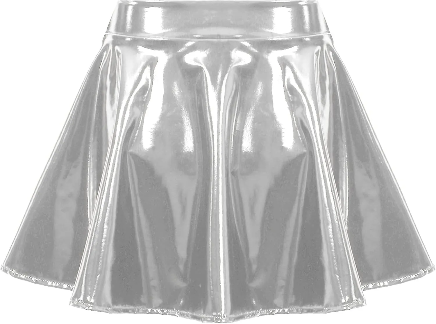 Women's Casual Fashion Flared Pleated Mini Skirt Leather Skirts High Waist Zipper Mini Skirt