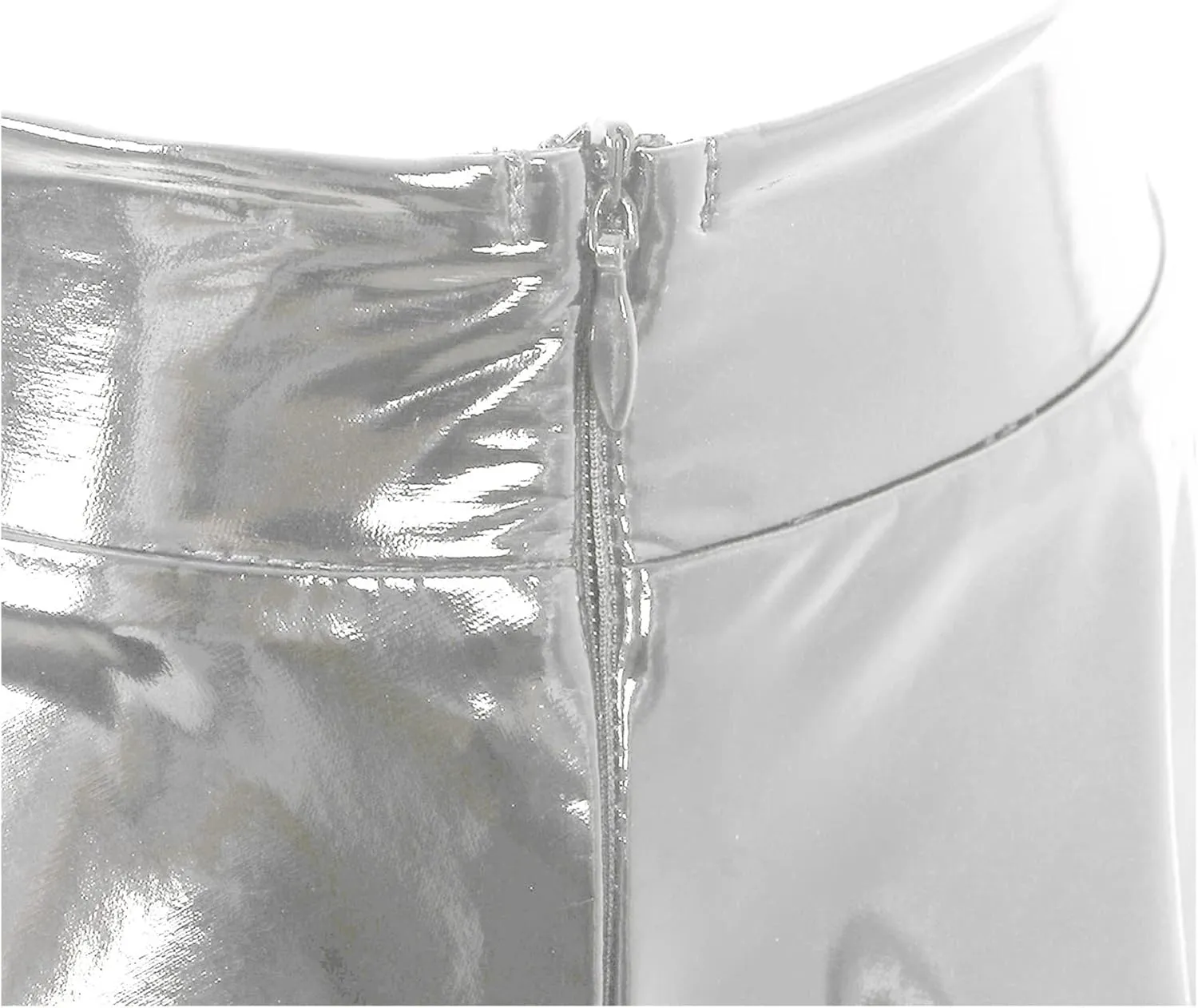 Women's Casual Fashion Flared Pleated Mini Skirt Leather Skirts High Waist Zipper Mini Skirt