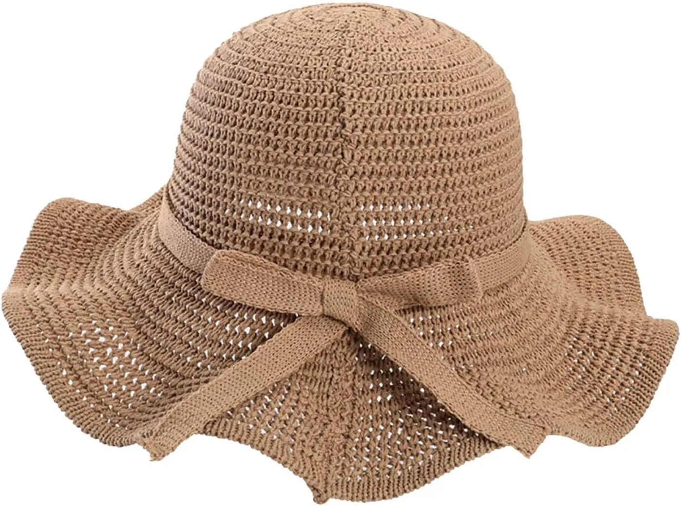 Womens Hat Summer Sun Hat Beach Tourism Hat Ruffle Edge Bow Sun Hat Shade Hats for Men