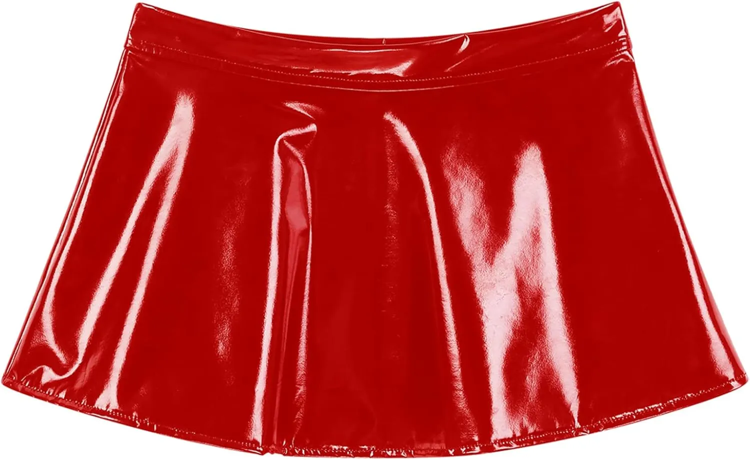 Women's High Waisted Pleated Flared Mini Skirt Open Front A-line Cover-Up Shiny Skirts