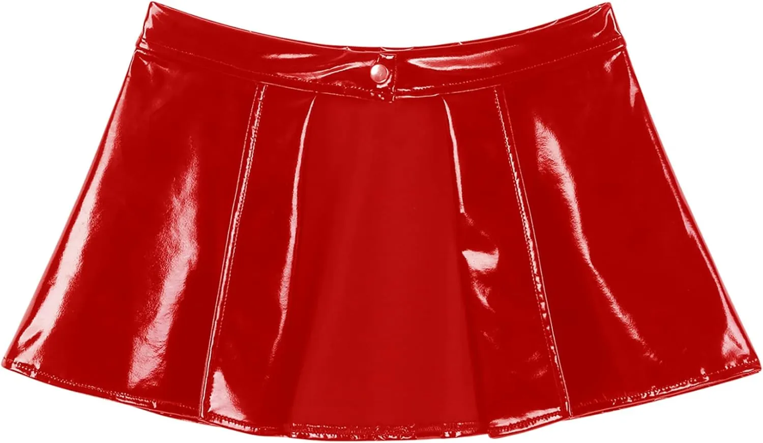 Women's High Waisted Pleated Flared Mini Skirt Open Front A-line Cover-Up Shiny Skirts