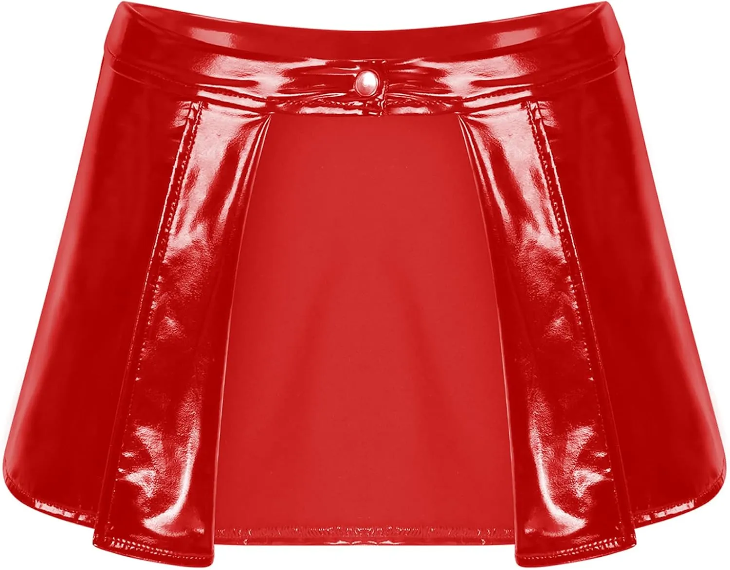 Women's High Waisted Pleated Flared Mini Skirt Open Front A-line Cover-Up Shiny Skirts