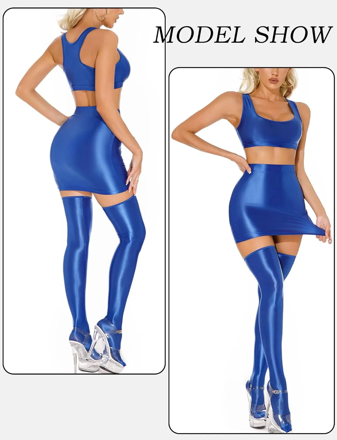 Women's Oil Shiny Mini Skirts Sheer See Through Slim Fit Bodycon Hot Skirt Club Party Pencil Mini Skirt for Party